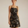 The Black Floral Sheath Slip Mini Dress