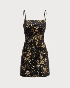 The Black Floral Sheath Slip Mini Dress -Deals Dress N Swimwear Store the gold floral velvet dress dresses cpdqzu