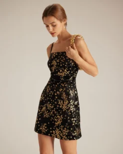 The Black Floral Sheath Slip Mini Dress -Deals Dress N Swimwear Store the gold floral velvet dress dresses j9efil