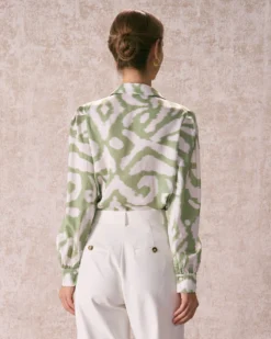 The Green Abstract Print Button Up Shirt -Deals Dress N Swimwear Store the green abstract print shirt tops ewlxex