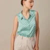 The Green Collared Geometric Print Vest