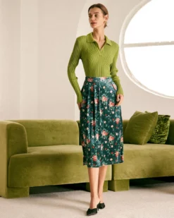 The Green Lapel Ribbed Long Sleeve Knit Top 8 The Green Lapel Ribbed Long Sleeve Knit Top -Deals Dress N Swimwear Store the green collared solid knit top tops 6mrngc