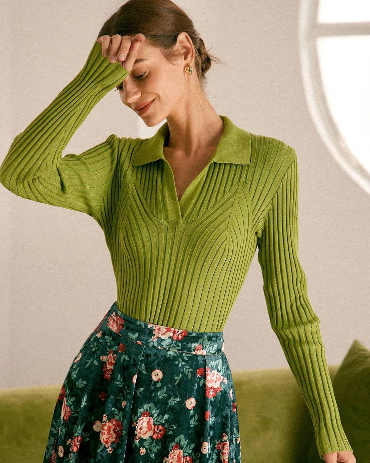 The Green Lapel Ribbed Long Sleeve Knit Top 1 The Green Lapel Ribbed Long Sleeve Knit Top
