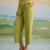 The Green Elastic Waist Straight Ninth Pants