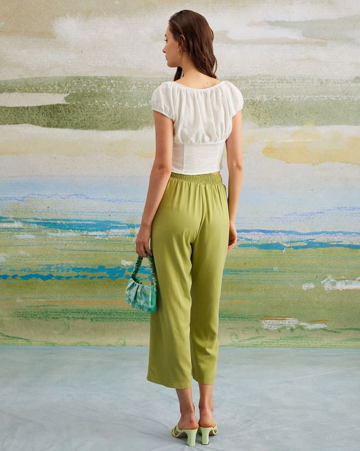The Green Elastic Waist Straight Ninth Pants 5 The Green Elastic Waist Straight Ninth Pants - Image 5