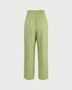 The Green Elastic Waist Straight Ninth Pants 15 The Green Elastic Waist Straight Ninth Pants -Deals Dress N Swimwear Store the green elastic waist straight ninth pants bottoms sm66fb 282087