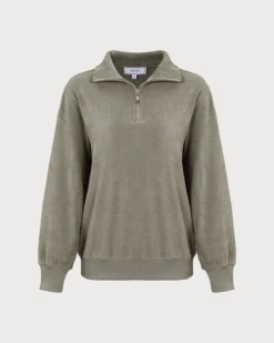 The Green Half Zip Drop Shoulder Sweatshirt 14 The Green Half Zip Drop Shoulder Sweatshirt -Deals Dress N Swimwear Store the green half zip drop shoulder sweatshirt green tops oukrm2