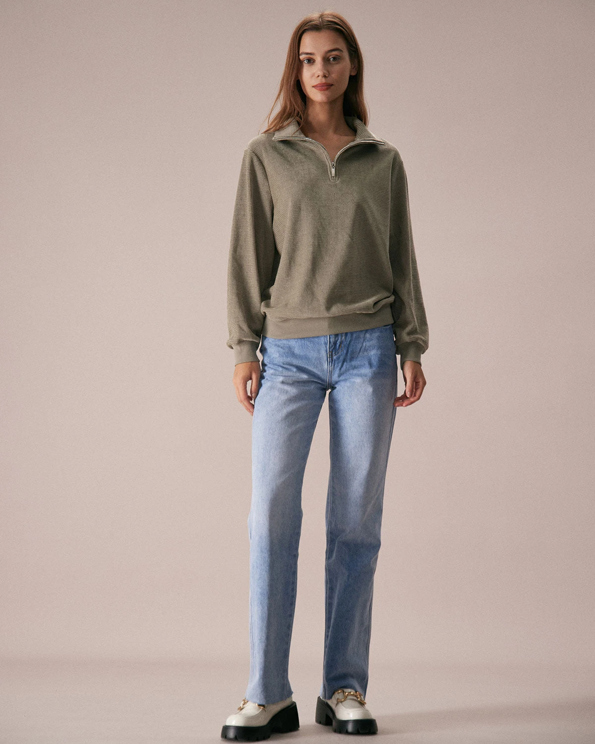 The Green Half Zip Drop Shoulder Sweatshirt 5 The Green Half Zip Drop Shoulder Sweatshirt - Image 5