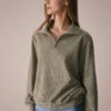 The Green Half Zip Drop Shoulder Sweatshirt