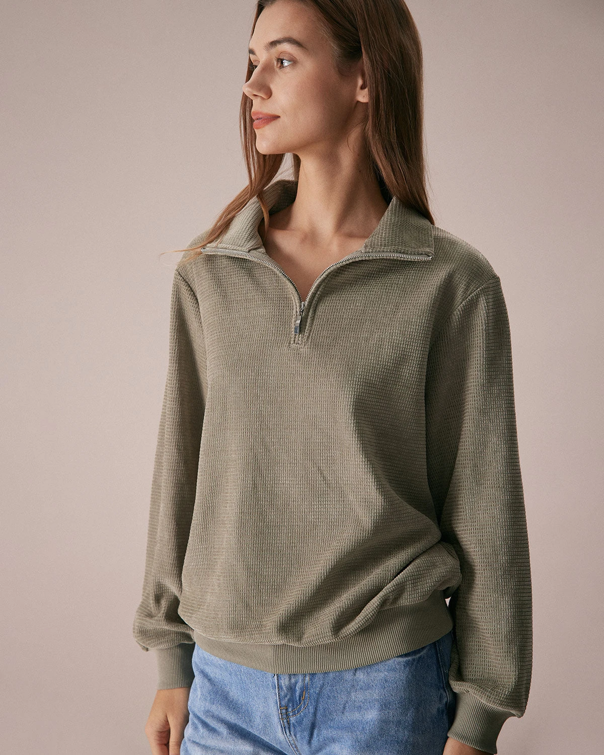 The Green Half Zip Drop Shoulder Sweatshirt 1 The Green Half Zip Drop Shoulder Sweatshirt