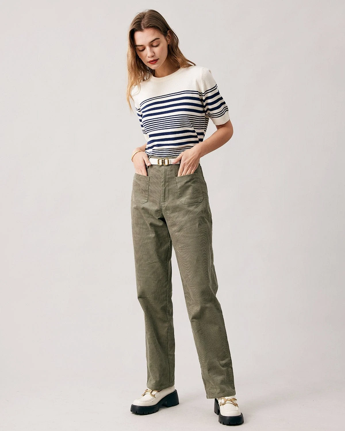 The Green High Waisted Corduroy Pants 4 The Green High Waisted Corduroy Pants - Image 4