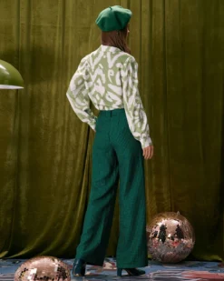 The Green Houndstooth Wide Leg Pants -Deals Dress N Swimwear Store the green houndstooth wide leg pants bottoms zu7cwq