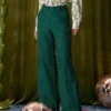 The Green Houndstooth Wide Leg Pants