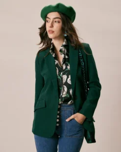 The Green Lapel Collar Single Button Blazer -Deals Dress N Swimwear Store the green lapel single button blazer outerwear mlvpuo 803240