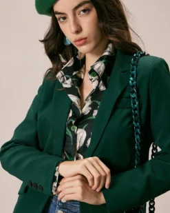 The Green Lapel Collar Single Button Blazer -Deals Dress N Swimwear Store the green lapel single button blazer outerwear vbpgda 321280
