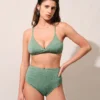 The Green Lurex Criss Cross Bikini Set