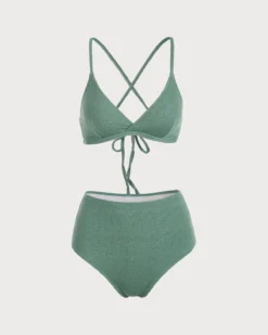 The Green Lurex Criss Cross Bikini Set -Deals Dress N Swimwear Store the green lurex criss cross bikini set grey green bikinis 0jth2r 323701