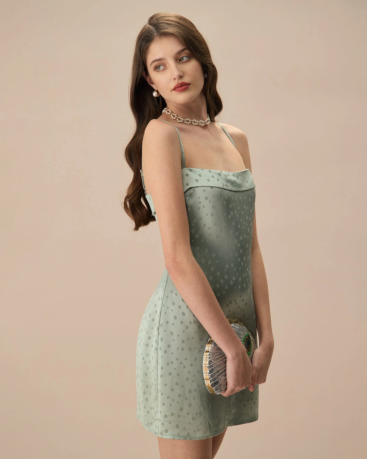 The Green Polka Dot Slip Mini Dress 2 The Green Polka Dot Slip Mini Dress - Image 2