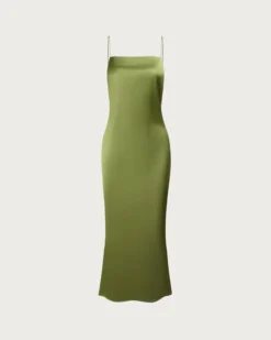 The Green Backless Satin Mermaid Midi Dress -Deals Dress N Swimwear Store the green satin mermaid maxi dress dresses rzxayy