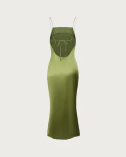 The Green Backless Satin Mermaid Midi Dress -Deals Dress N Swimwear Store the green satin mermaid maxi dress dresses xm66pr