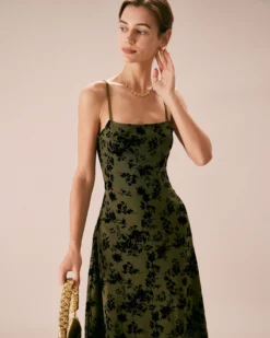 The Green Floral Burnout A-Line Slip Midi Dress -Deals Dress N Swimwear Store the green sleeveless burnout midi dress dresses 6ectxj