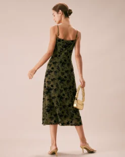 The Green Floral Burnout A-Line Slip Midi Dress -Deals Dress N Swimwear Store the green sleeveless burnout midi dress dresses 7jj86d
