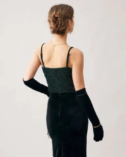 The Green Sweetheart Neck Velvet Crop Cami Top 9 The Green Sweetheart Neck Velvet Crop Cami Top -Deals Dress N Swimwear Store the green sparkly cami top tops herppt 424462