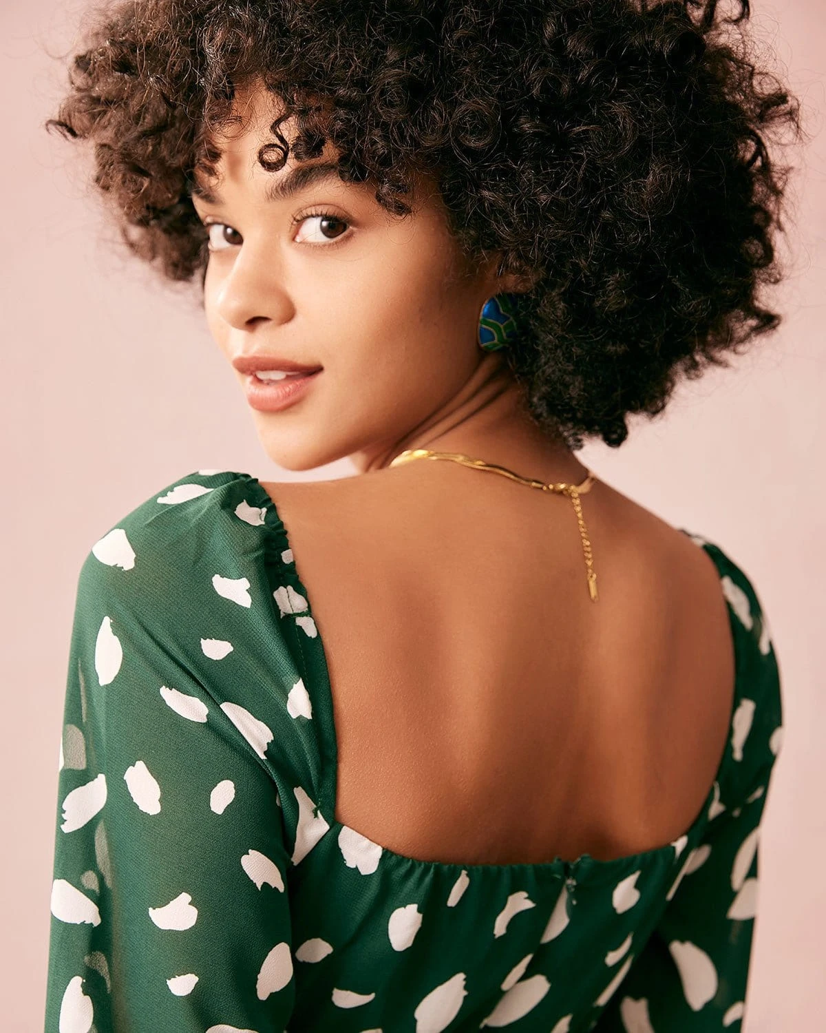 The Green Square Neck Long Sleeve Mini Dress 2 The Green Square Neck Long Sleeve Mini Dress - Image 2