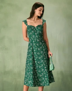 The Green Sweetheart Neck Floral Midi Dress 9 The Green Sweetheart Neck Floral Midi Dress -Deals Dress N Swimwear Store the green sweetheart neck floral midi dress dresses 7irqcg
