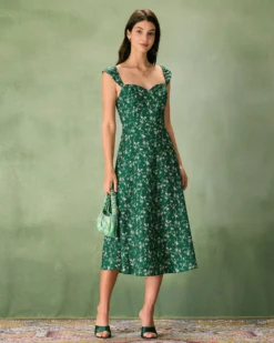 The Green Sweetheart Neck Floral Midi Dress 10 The Green Sweetheart Neck Floral Midi Dress -Deals Dress N Swimwear Store the green sweetheart neck floral midi dress dresses aww7ds