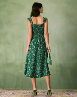 The Green Sweetheart Neck Floral Midi Dress 11 The Green Sweetheart Neck Floral Midi Dress -Deals Dress N Swimwear Store the green sweetheart neck floral midi dress dresses frwlsf