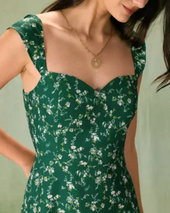 The Green Sweetheart Neck Floral Midi Dress 8 The Green Sweetheart Neck Floral Midi Dress -Deals Dress N Swimwear Store the green sweetheart neck floral midi dress dresses vuxmcc