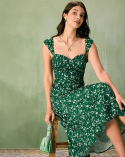 Deals Dress N Swimwear Store -Deals Dress N Swimwear Store the green sweetheart neck floral midi dress dresses yjvhv8