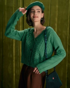 The Green V Neck Ribbed Cable Cardigan 8 The Green V Neck Ribbed Cable Cardigan -Deals Dress N Swimwear Store the green v neck cable cardigan tops utseza