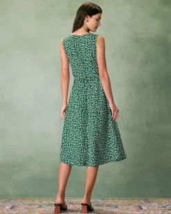 The Green V Neck Floral Button Midi Dress -Deals Dress N Swimwear Store the green v neck floral button midi dress dresses se4l0v