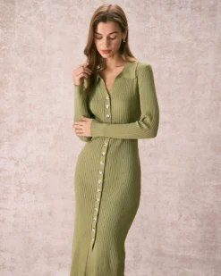 The Green V Neck Bodycon Knit Midi Dress 8 The Green V Neck Bodycon Knit Midi Dress -Deals Dress N Swimwear Store the green v neck knit maxi dress dresses urie4w