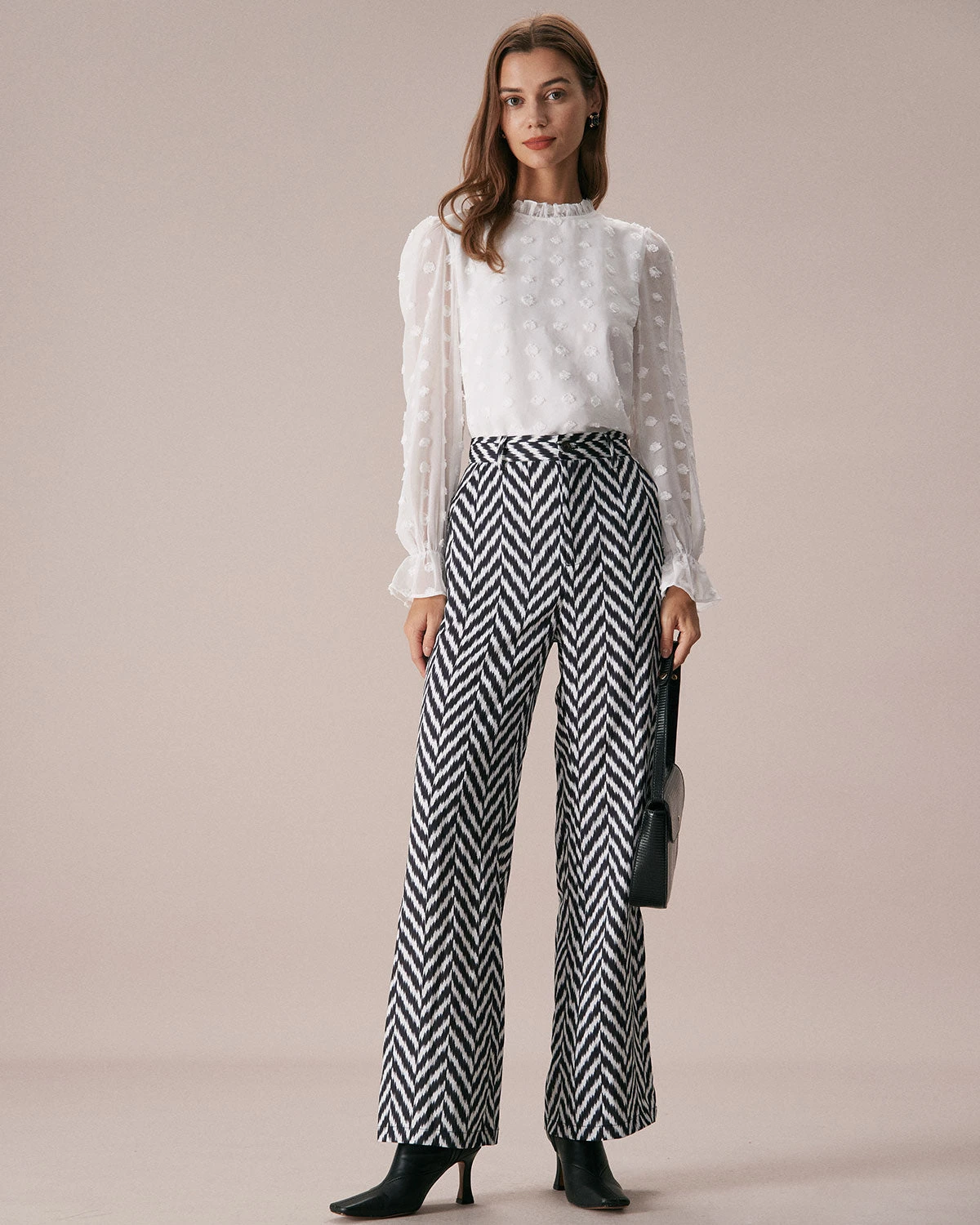The Grey Wave Pattern Button Straight Pants 3 The Grey Wave Pattern Button Straight Pants - Image 3
