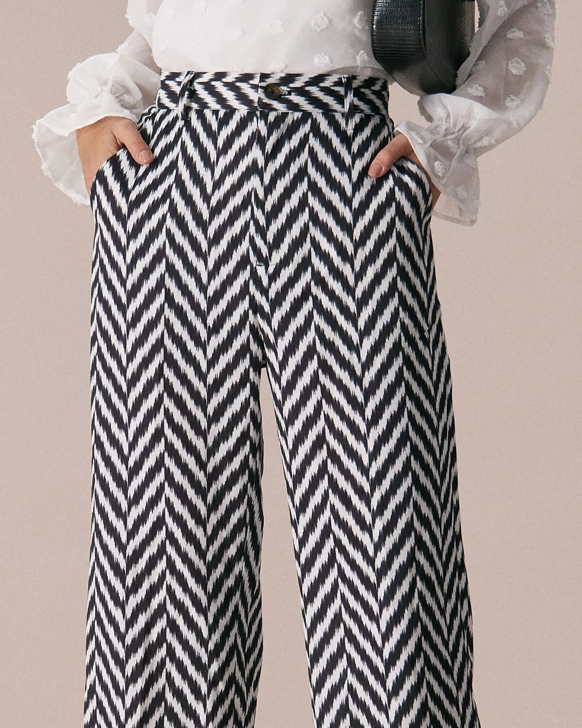 The Grey Wave Pattern Button Straight Pants 2 The Grey Wave Pattern Button Straight Pants - Image 2