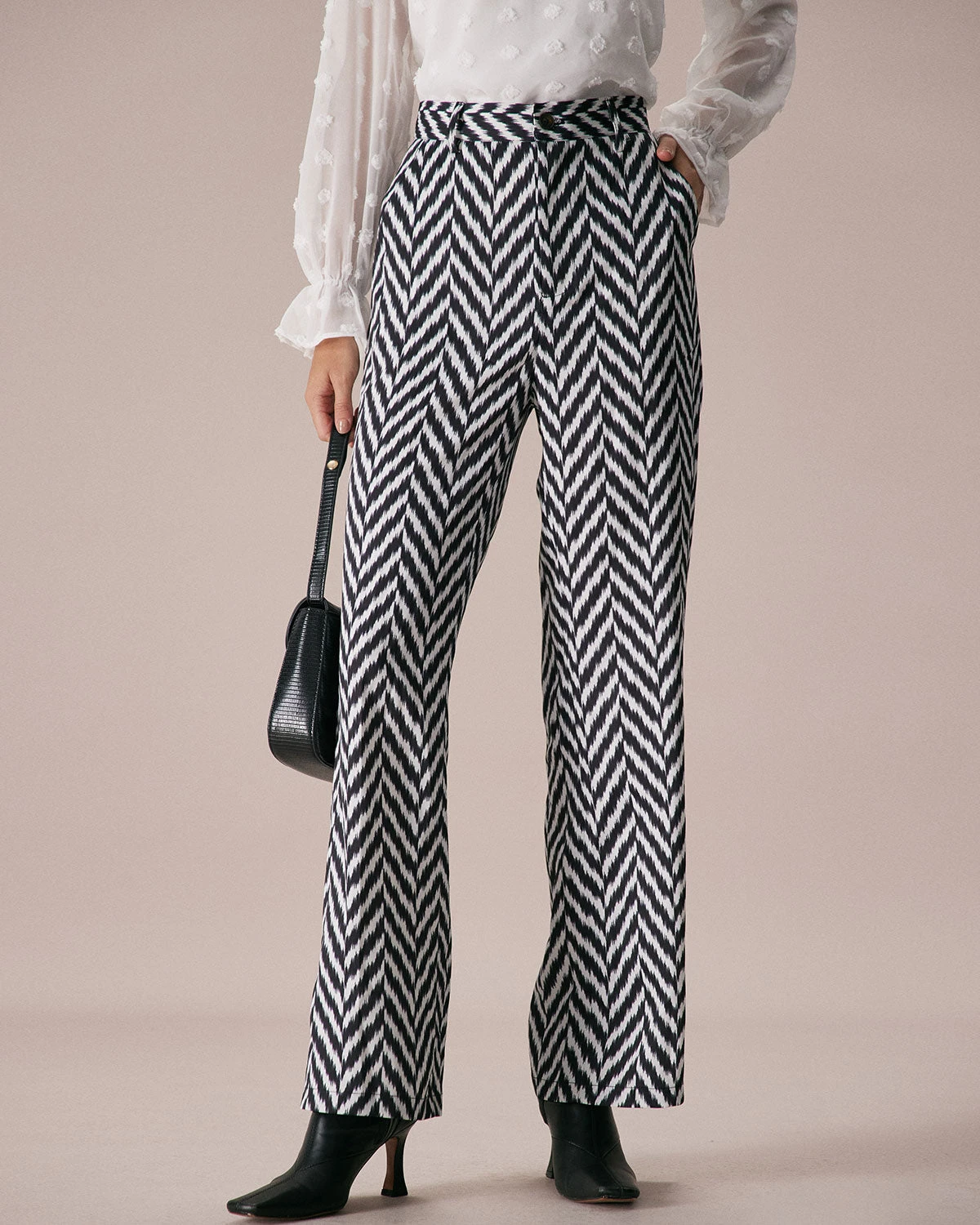The Grey Wave Pattern Button Straight Pants 1 The Grey Wave Pattern Button Straight Pants