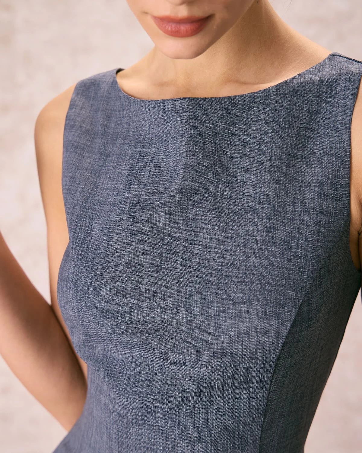 The Grey Boat Neck Sleeveless Mini Dress 2 The Grey Boat Neck Sleeveless Mini Dress - Image 2