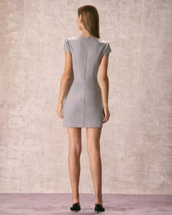 The Grey Square Neck Cap Sleeve Mini Dress -Deals Dress N Swimwear Store the grey square neck mini dress dresses zypcyq