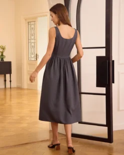 The Grey Square Neck Ruched Midi Dress -Deals Dress N Swimwear Store the grey square neck ruched midi dress dresses vzicau