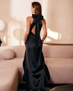 The Black Halter Bowknot Cutout Maxi Dress -Deals Dress N Swimwear Store the halter neck backless maxi dress dresses mx7qls 767412