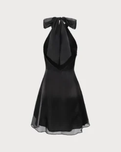 The Black Organza Halter A-Line Mini Dress -Deals Dress N Swimwear Store the halter organza a line dress dresses 679zqp