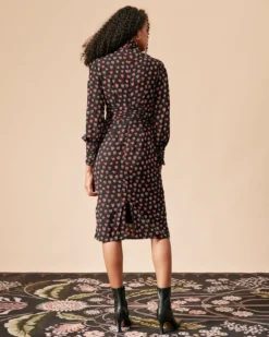 The Mock Neck Floral Long Sleeve Midi Dress 11 The Mock Neck Floral Long Sleeve Midi Dress -Deals Dress N Swimwear Store the heart print shirred midi dress dresses q1m25n