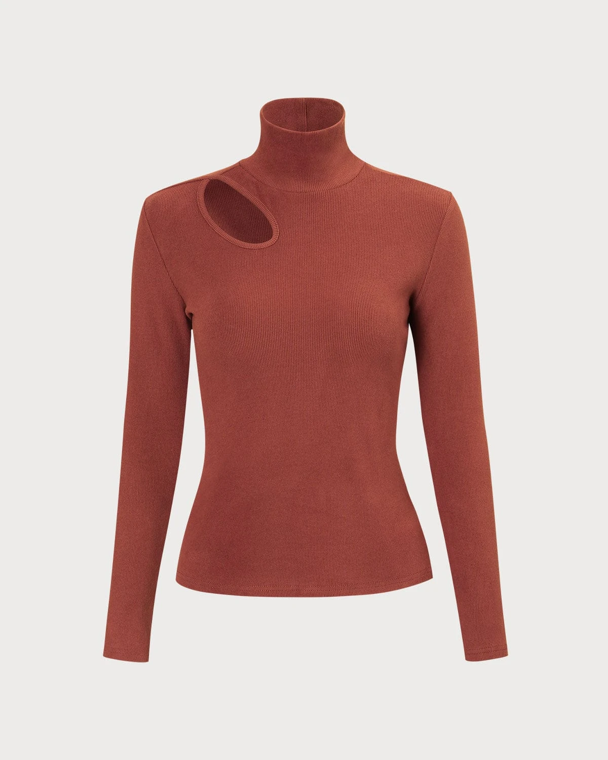 The Brick Red High Neck Cutout Knit Top 1 The Brick Red High Neck Cutout Knit Top