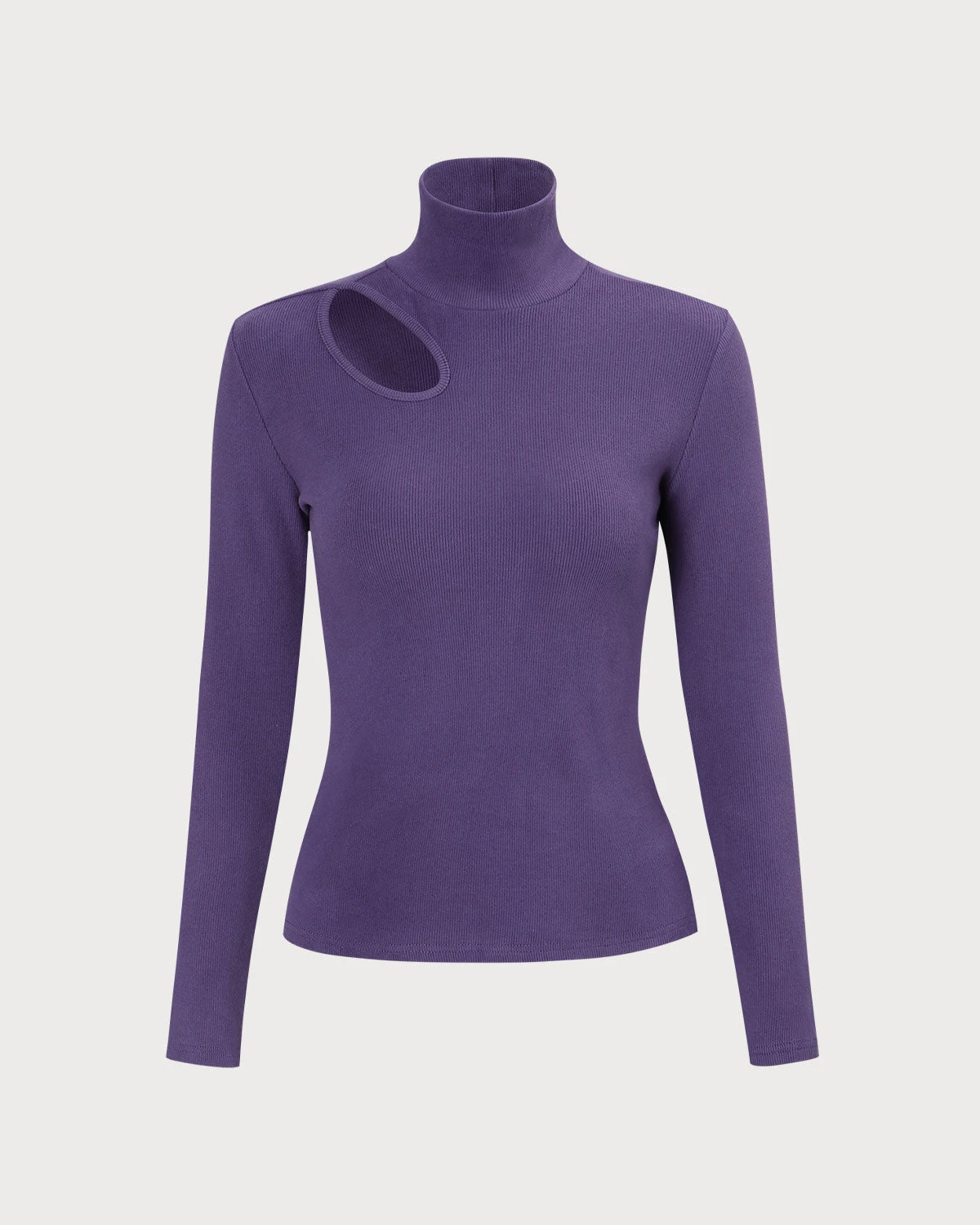 The Purple High Neck Cutout Knit Top 1 The Purple High Neck Cutout Knit Top