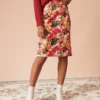 The High Waisted Corduroy Floral Skirt