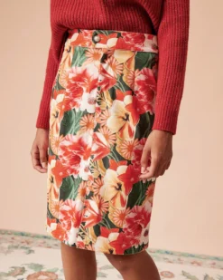 The High Waisted Corduroy Floral Skirt 8 The High Waisted Corduroy Floral Skirt -Deals Dress N Swimwear Store the high waist corduroy floral skirt multi bottoms nrullk