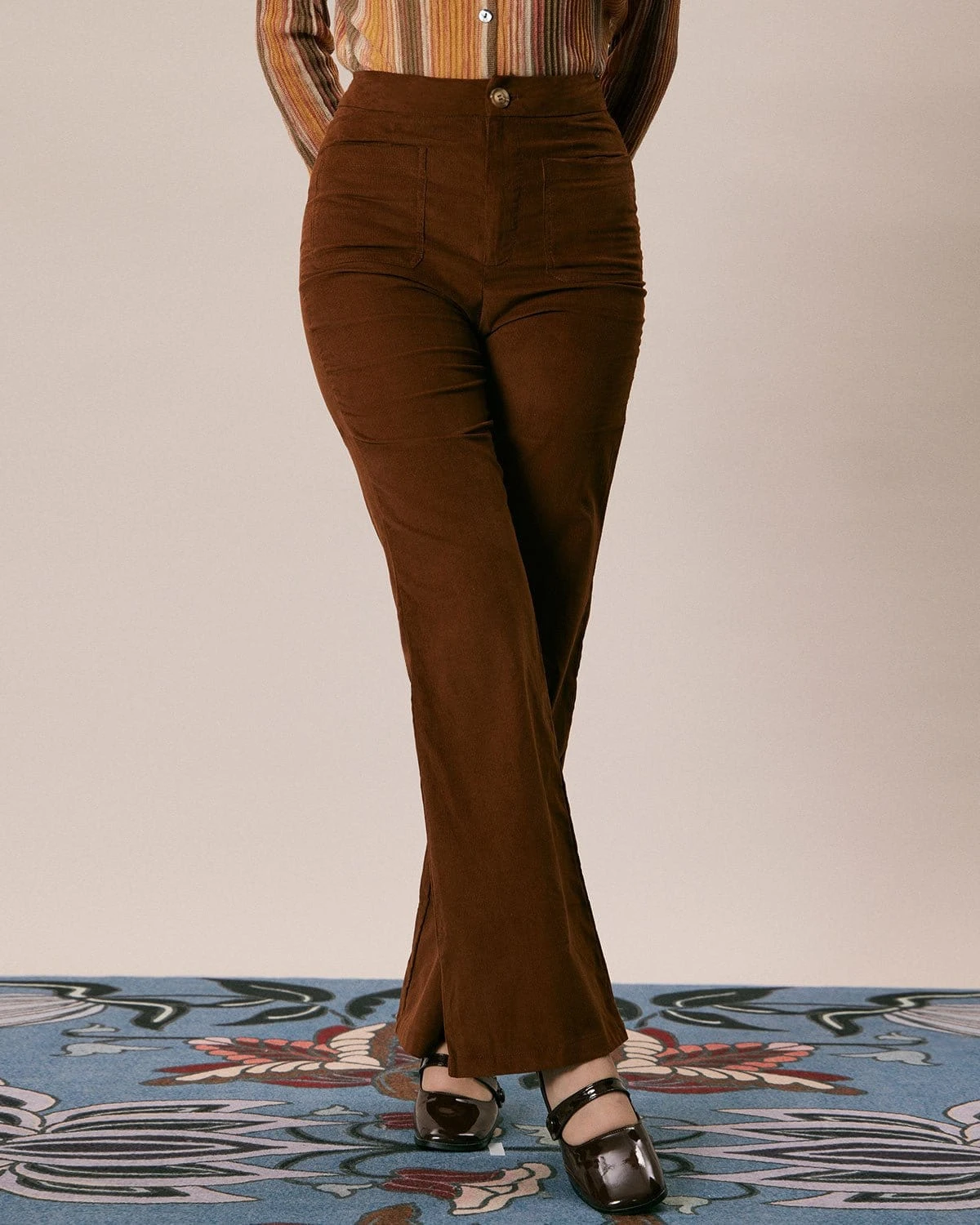The Brown High Waisted Pockets Flare Pants 1 The Brown High Waisted Pockets Flare Pants